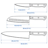 VARDAGEN Set di 3 coltelli, inox/noce