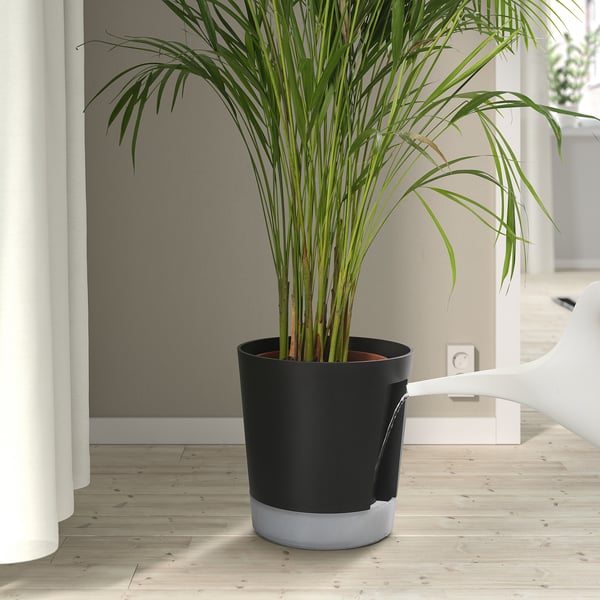 VÅRDTRÄD Vaso a riserva d'acqua, da interno/esterno trasparente/antracite, 24 cm