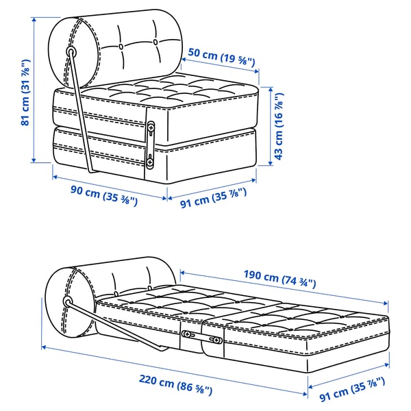 VÅRKUMLA Poltrona letto, Vansta blu
