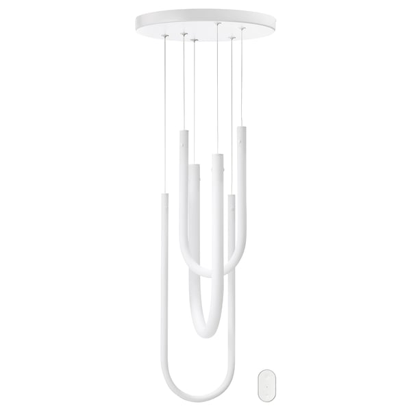 VARMBLIXT Lampada a sospensione a LED, intensità luminosa regolabile smart/vetro bianco spettro bianco, 46 cm