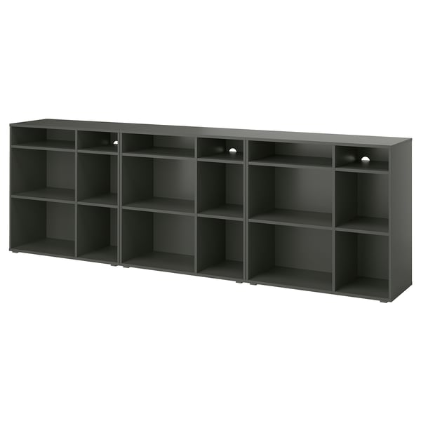 VIHALS Combinazione di scaffali, grigio scuro, 286x37x90 cm