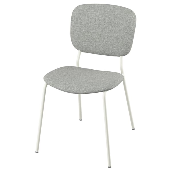 VIHALS Sedia, bianco/Tibbleby beige-grigio