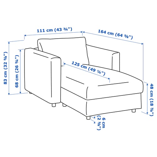 VIMLE Chaise-longue, Hillared blu scuro