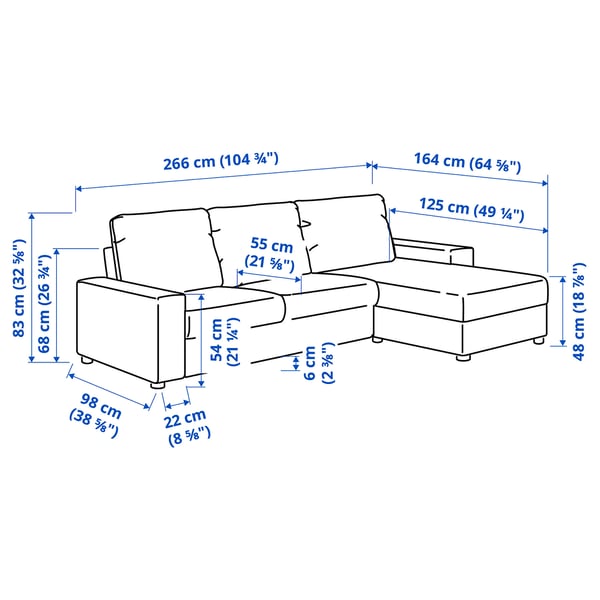 VIMLE Fodera divano 4 posti/chaise-longue, Con braccioli larghi/Hallarp  beige - IKEA Svizzera