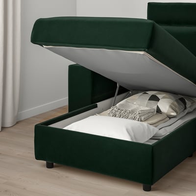 VIMLE Divano a 4 posti, con chaise-longue/Djuparp verde scuro