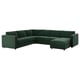VIMLE Divano angolare a 5 posti, con chaise-longue/Djuparp verde scuro