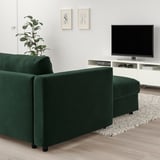 VIMLE Divano angolare a 5 posti, con chaise-longue/Djuparp verde scuro