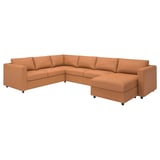 VIMLE Divano angolare a 5 posti, con chaise-longue/Grann/Bomstad ocra bruna