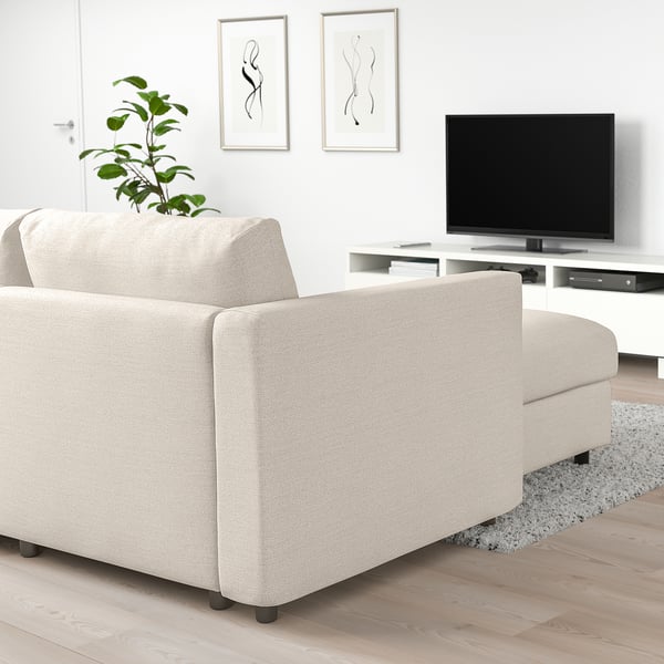 VIMLE Divano angolare a 5 posti, con chaise-longue/Gunnared beige