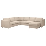 VIMLE Divano angolare a 5 posti, con chaise-longue/Hallarp beige