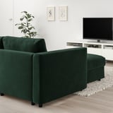 VIMLE Divano letto a 3 posti, con chaise-longue/Djuparp verde scuro