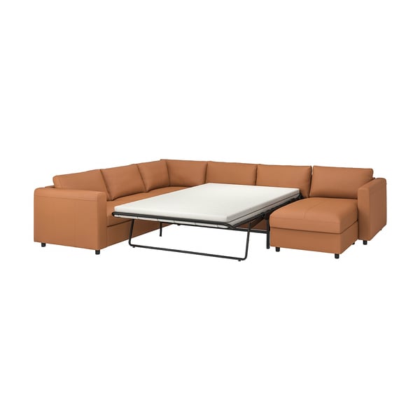 VIMLE Divano letto ang 5 posti/chaise-lon, Grann/Bomstad ocra bruna