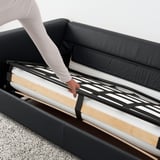 VIMLE Divano letto angolare a 5 posti, con chaise-longue/Djuparp grigio scuro