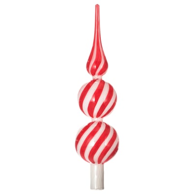 VINTERFINT Punta per albero di Natale, vetro rosso/bianco, 28 cm