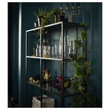 VITTSJÖ Scaffale, marrone-nero/vetro, 100x175 cm