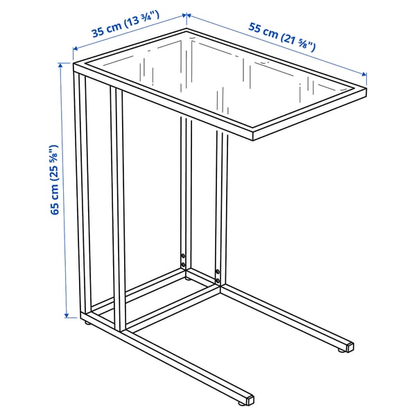 VITTSJÖ Supporto per PC portatile, bianco/vetro, 35x65 cm