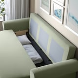 VRETSTORP Divano letto a 3 posti, Hakebo grigio-verde