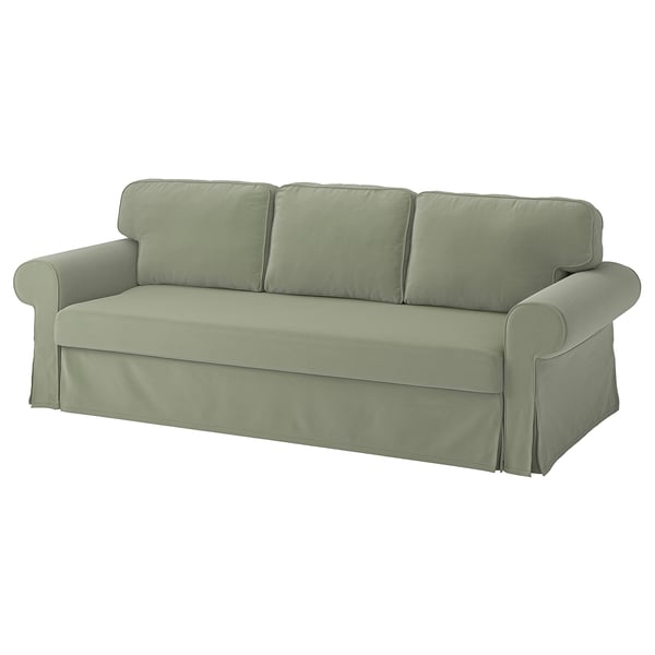 VRETSTORP Divano letto a 3 posti, Hakebo grigio-verde