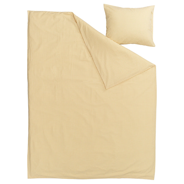 WEYMOUTHTALL Copripiumino e federa, giallo bianco/a quadri, 150x200/50x60 cm