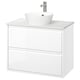 ÄNGSJÖN / KATTEVIK Mueble con cajones lavamanos/grifo, alto brillo blanco/blanco efecto mármol, 82x49x80 cm