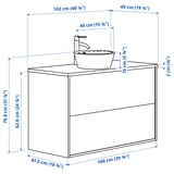 ÄNGSJÖN / KATTEVIK Mueble con cajones lavamanos/grifo, alto brillo blanco/blanco efecto mármol, 102x49x80 cm