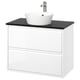 ÄNGSJÖN / KATTEVIK Mueble con cajones lavamanos/grifo, alto brillo blanco/negro efecto mármol, 82x49x80 cm