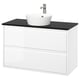 ÄNGSJÖN / KATTEVIK Mueble con cajones lavamanos/grifo, alto brillo blanco/negro efecto mármol, 102x49x80 cm
