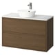 ÄNGSJÖN / KATTEVIK Mueble con cajones lavamanos/grifo, café efecto roble/blanco efecto mármol, 102x49x80 cm