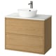 ÄNGSJÖN / KATTEVIK Mueble con cajones lavamanos/grifo, efecto roble/blanco efecto mármol, 82x49x80 cm