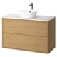 ÄNGSJÖN / KATTEVIK Mueble con cajones lavamanos/grifo, efecto roble/blanco efecto mármol, 102x49x80 cm