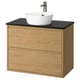 ÄNGSJÖN / KATTEVIK Mueble con cajones lavamanos/grifo, efecto roble/negro efecto mármol, 82x49x80 cm