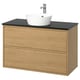 ÄNGSJÖN / KATTEVIK Mueble con cajones lavamanos/grifo, efecto roble/negro efecto mármol, 102x49x80 cm