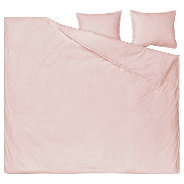 ÄNGSLILJA Funda plumón con 2 fundas almohada, Rosado claro, 240x220/50x60 cm
