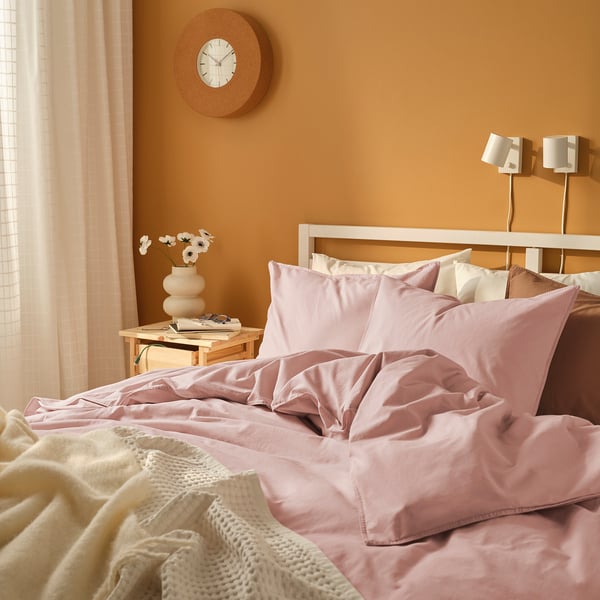ÄNGSLILJA Funda plumón con 2 fundas almohada, Rosado claro, 240x220/50x60 cm