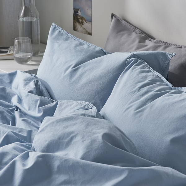 ÄNGSLILJA Funda plumón con funda almohada, turquesa claro, 150x200/50x60 cm