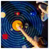 AFTONSPARV Alfombra, espacio redondeado/azul, 133 cm