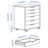ALEX Cajonera con ruedas, petróleo, 67x66 cm
