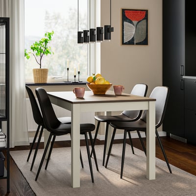 ÅLHULT / NORDMANSSKÄR Juego de comedor con 4 sillas, gris/café/Bomstad negro negro, 120x80 cm