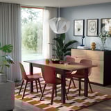 ÅLHULT / ODGER Juego de comedor con 4 sillas, negro/café/rojo, 120/170x80 cm