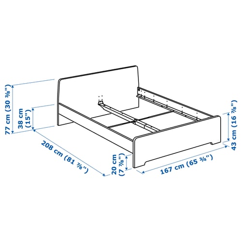 ASKVOLL Estructura de cama, blanco/Lönset, 160x200 cm
