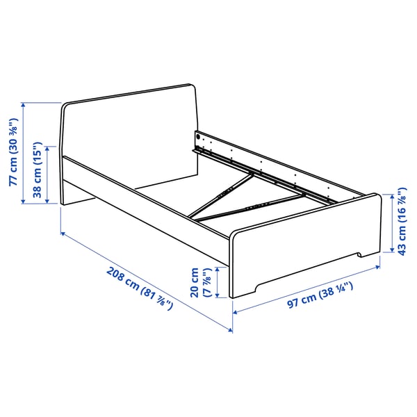 ASKVOLL Estructura de cama, blanco, 90x200 cm