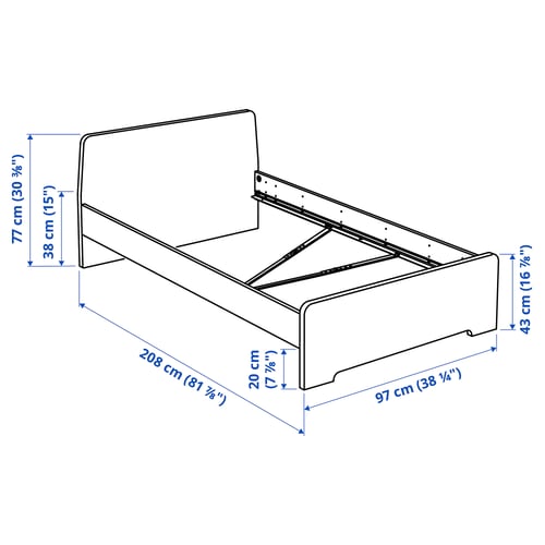 ASKVOLL Estructura de cama, blanco, 90x200 cm