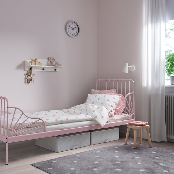 BARNDRÖM Funda plumón con funda almohada, corazón blanco/rosado, 150x200/50x60 cm