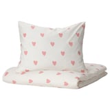 BARNDRÖM Funda plumón con funda almohada, corazón blanco/rosado, 150x200/50x60 cm
