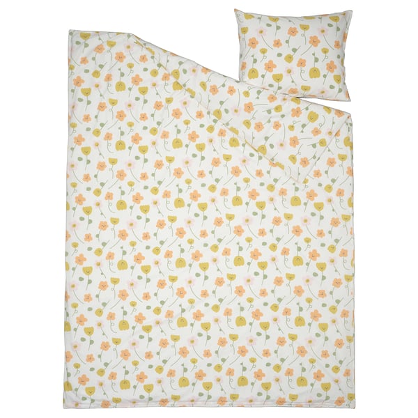 BARNDRÖM Funda plumón con funda almohada, multicolor/estampado floral, 150x200/50x60 cm