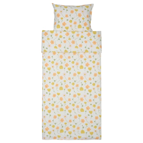 BARNDRÖM Funda plumón con funda almohada, multicolor/estampado floral, 150x200/50x60 cm