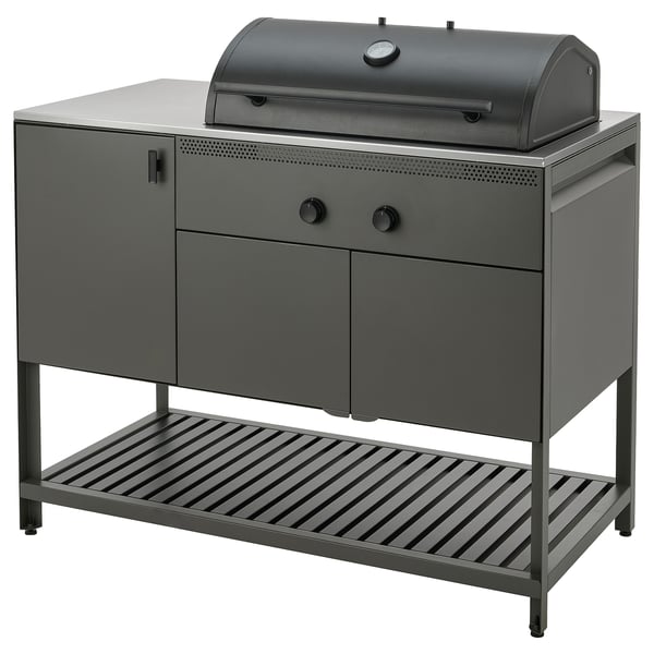 BÅTSKÄR Parrilla a carbón, ext/gris osc, 120x60 cm