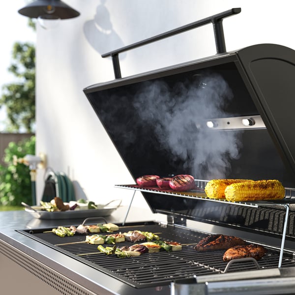 BÅTSKÄR Parrilla a carbón, ext/gris osc, 120x60 cm