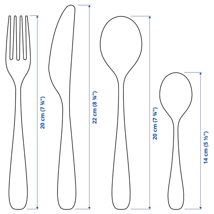 Couverts IKEA BEHAGFULL - Lot De 24 Pièces (6 Personnes) - Inox Argenté