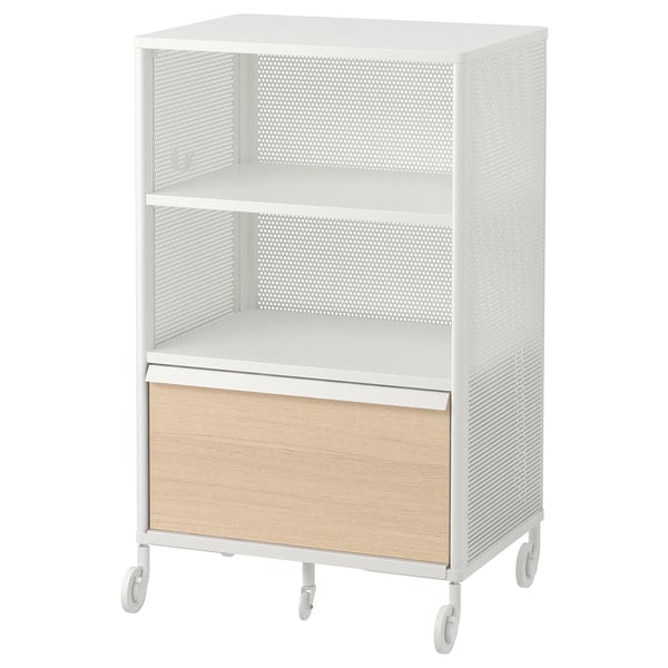 BEKANT Mueble de almacenaje con ruedas, rejilla blanco, 61x101 cm